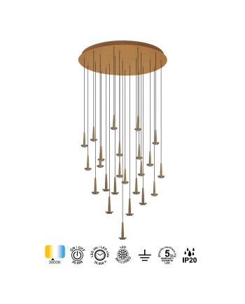 ANDROMEDA * Colgante Redondo 24xLED 5W 3000K W/T Cristal